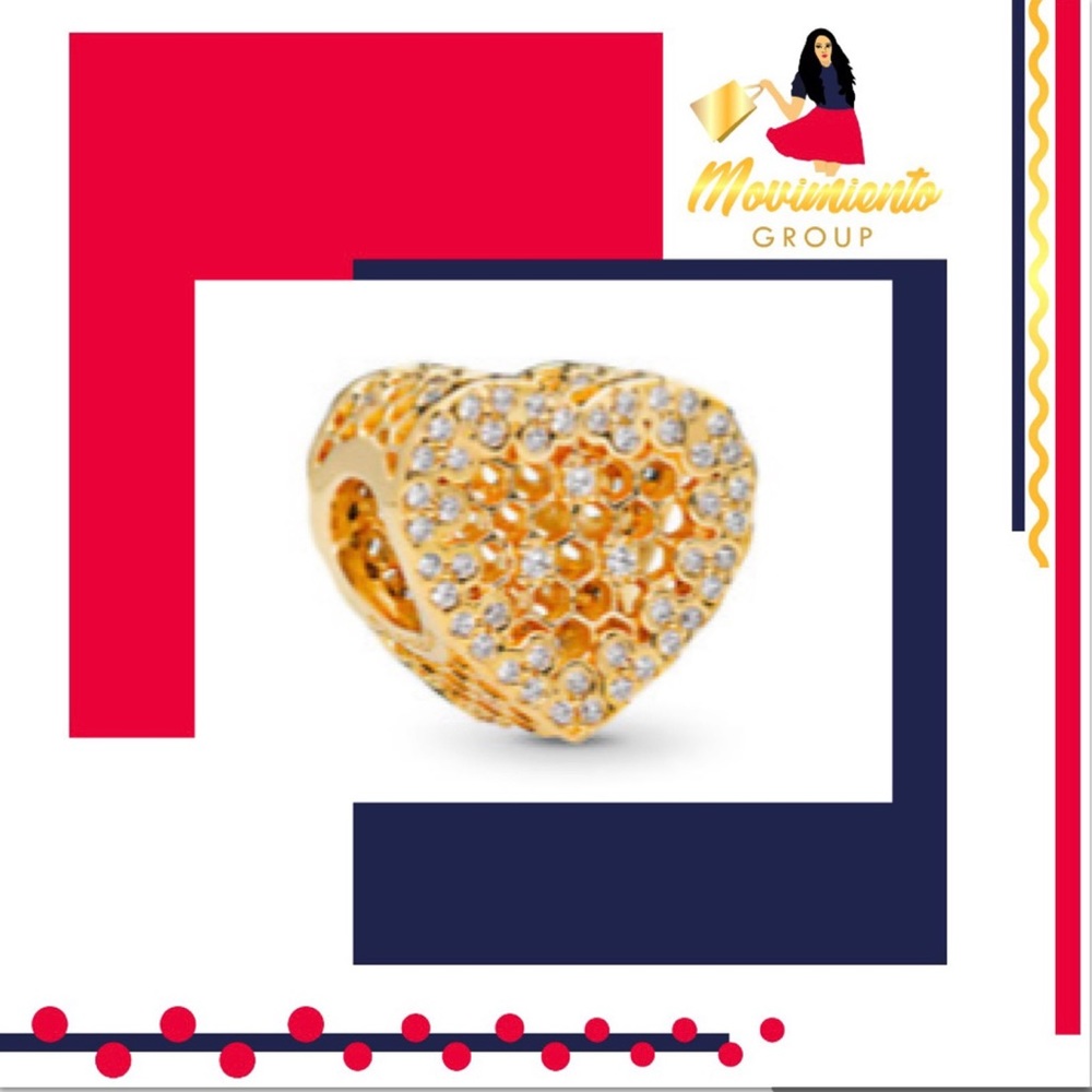 Pandora Heart Honeycomb Lace Charm